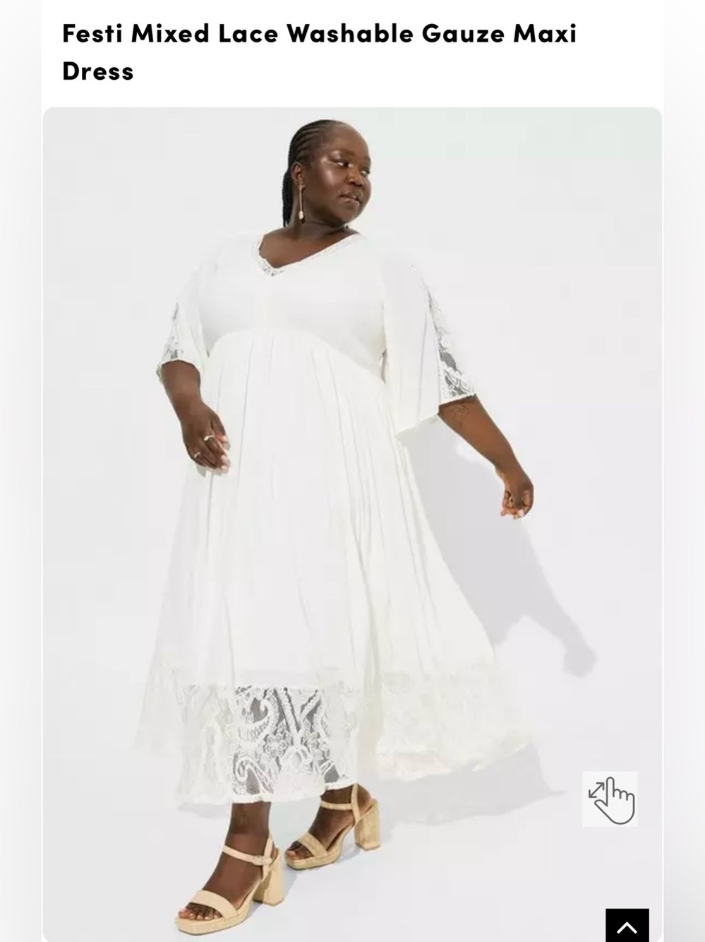 torrid NWT Festi Gauze White Lace-Trim V-Neck Maxi Dress